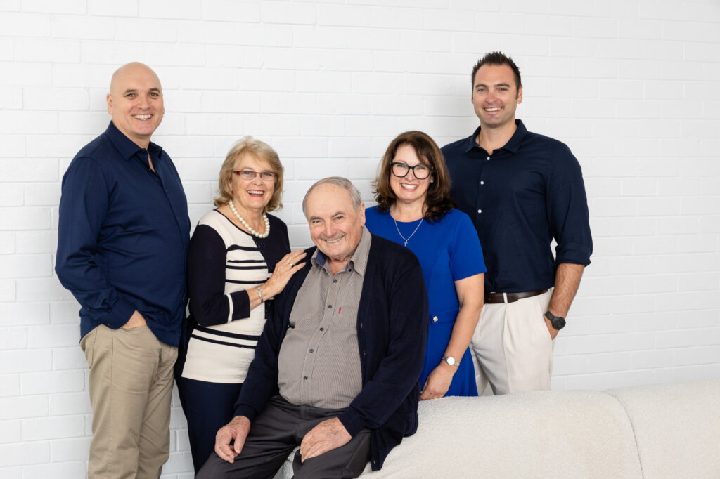 grandparents with adult children studio family portrait Perth